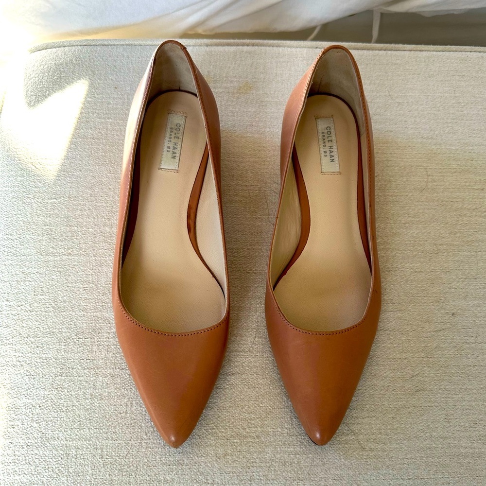 Cole Haan Grand OS Pointed Skimmer Flats - Tan Nude